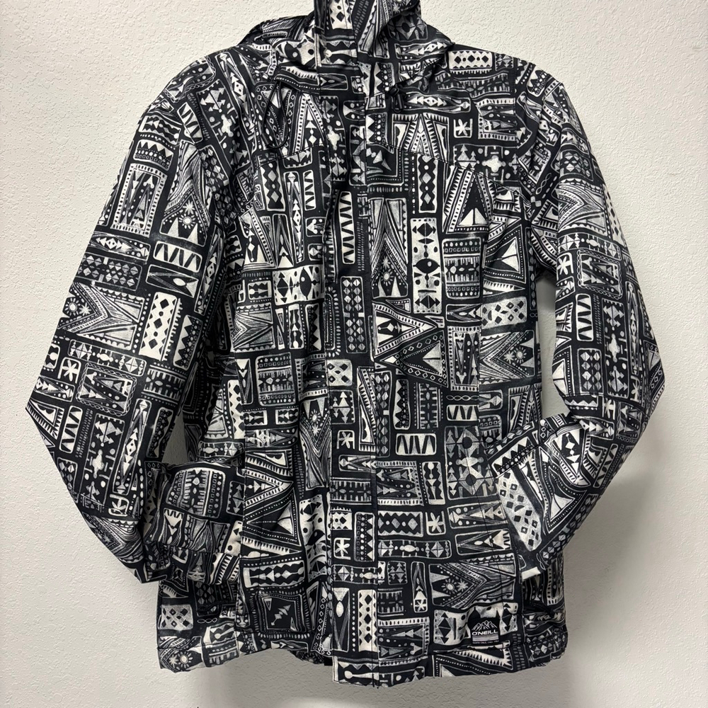 Women's Large O'Neill Ski & Snow Jacket, Black & White Aztec Pattern